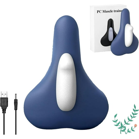 Blue and white device with USB cable on a white background