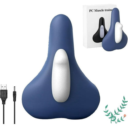 Blue and white device with USB cable on a white background